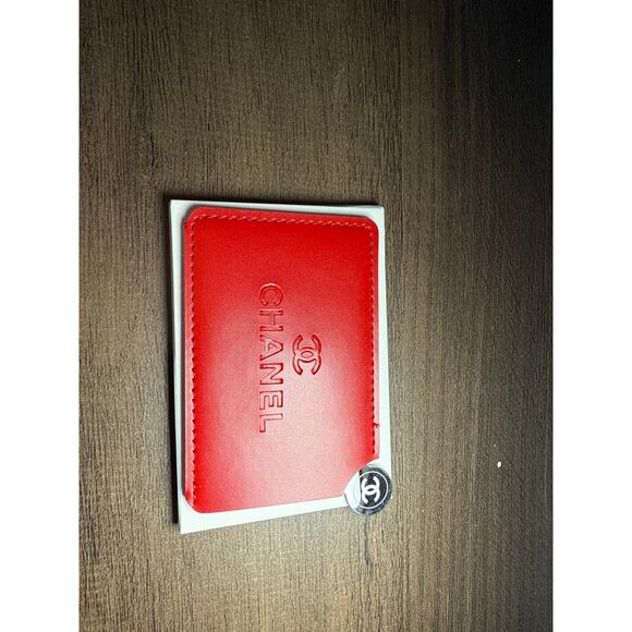 Chanel Red Leather Card Holder / Mirror - NIB - Picture 1 of 3